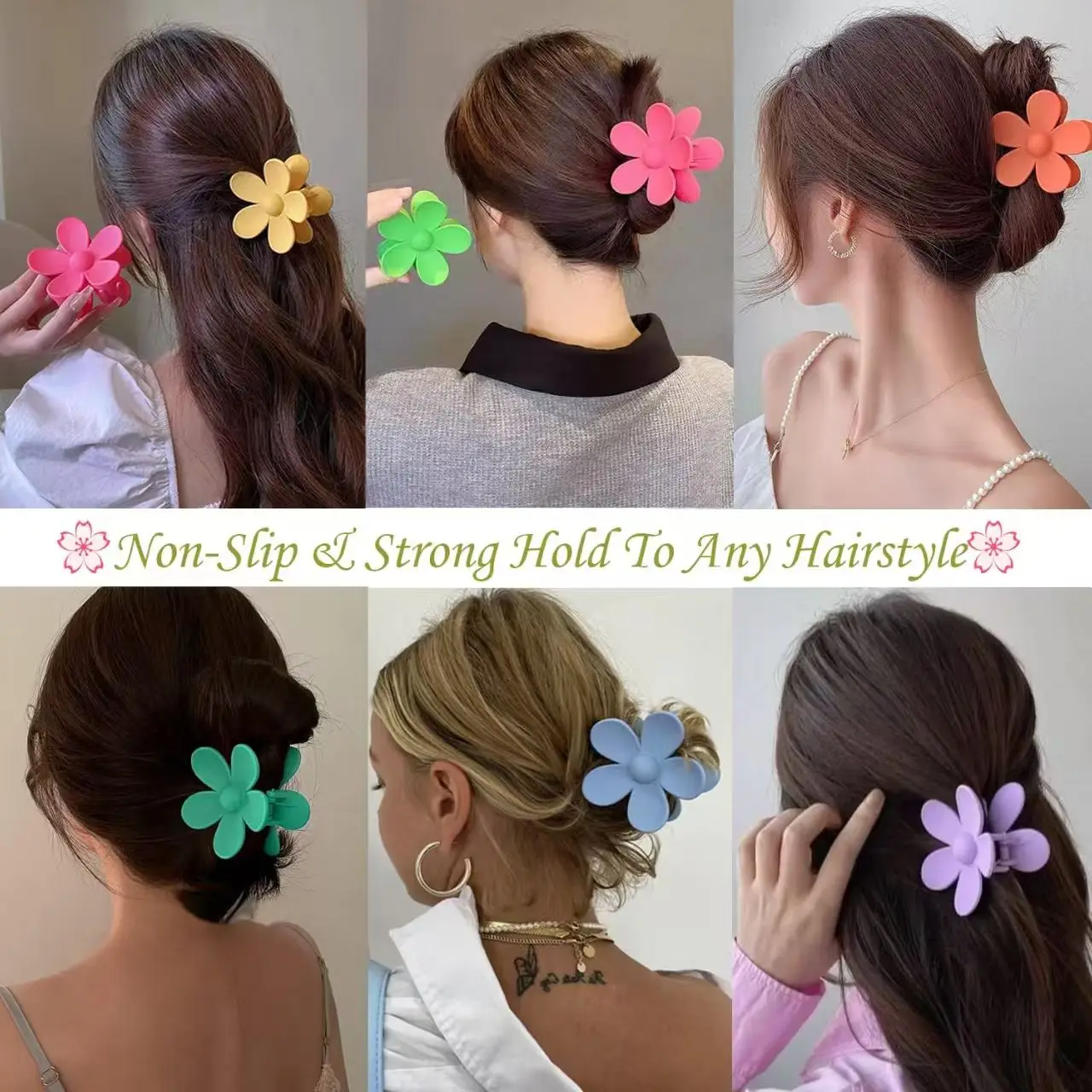 Große Blumen-Klauenklammern für Frauen, dickes Haar, Mädchen, Dasiy, starker Halt, matte Haarklammern, Kopfbedeckung, Haarspange, Haar-Accessoires – Detail 8