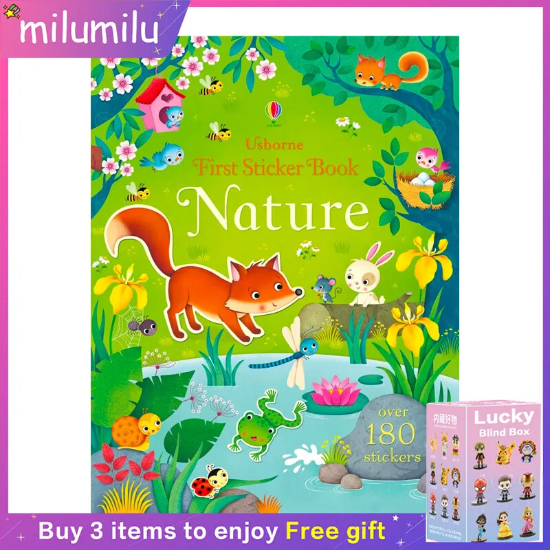 

MiluMilu Usborne Original Popular Books First Sticker Nature Colouring English Activity Picture Book