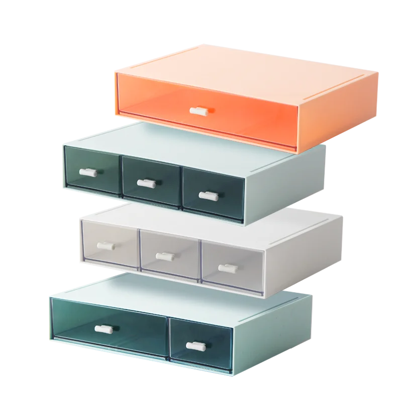 Desktop Drawer Cosmetic Storage Plastic Transparent Box Free Combination Divider Can Be Stacked Desk Stationery Organize Case