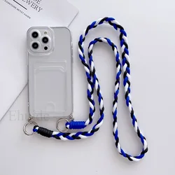 Crossbody Strap Case with Braid Lanyard, Neck Cord, and Clear Card Slot Cover - Realme C53 (Bluewhiteblack)