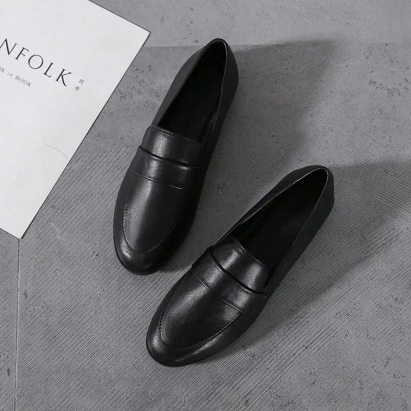 حذاء جلدي غير رسمي صغير للنساء ، حذاء بدون كعب كلا...