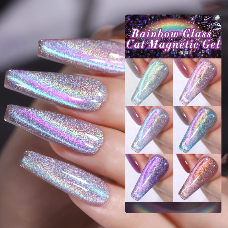 BORN PRETTY 9D Laser Cat Magnetic Gel Nail Gel Pink Purple Magnetic Gel Soak Off UV LED Nail Varnish UV Gel for Nail Art at Home