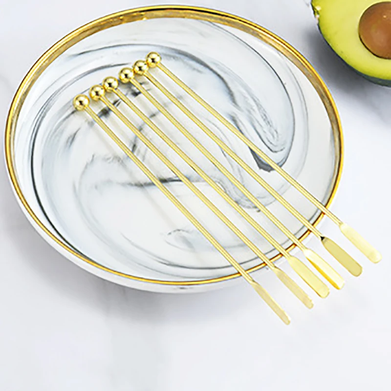 5Pcs Swizzle Sticks 19cm Fruit Sticks 304 Stainless Steel Cocktail Picks Toothpicks For Party Bar Juice Wine Kitchen Accessories