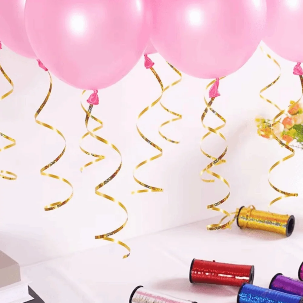 DIY Metallic Ribbon Gift Packing Wrapping Crafts Party Decoration Accessories Glitter Tied Balloon Laser Curling Ribbon Tapes