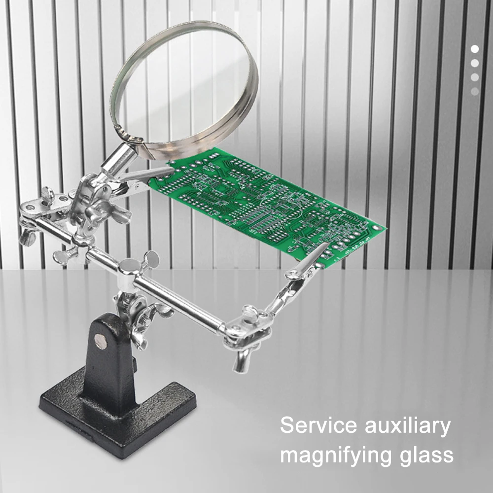 Deluxe Soldering Station with Magnifying Glass and Third Hand Clamp
