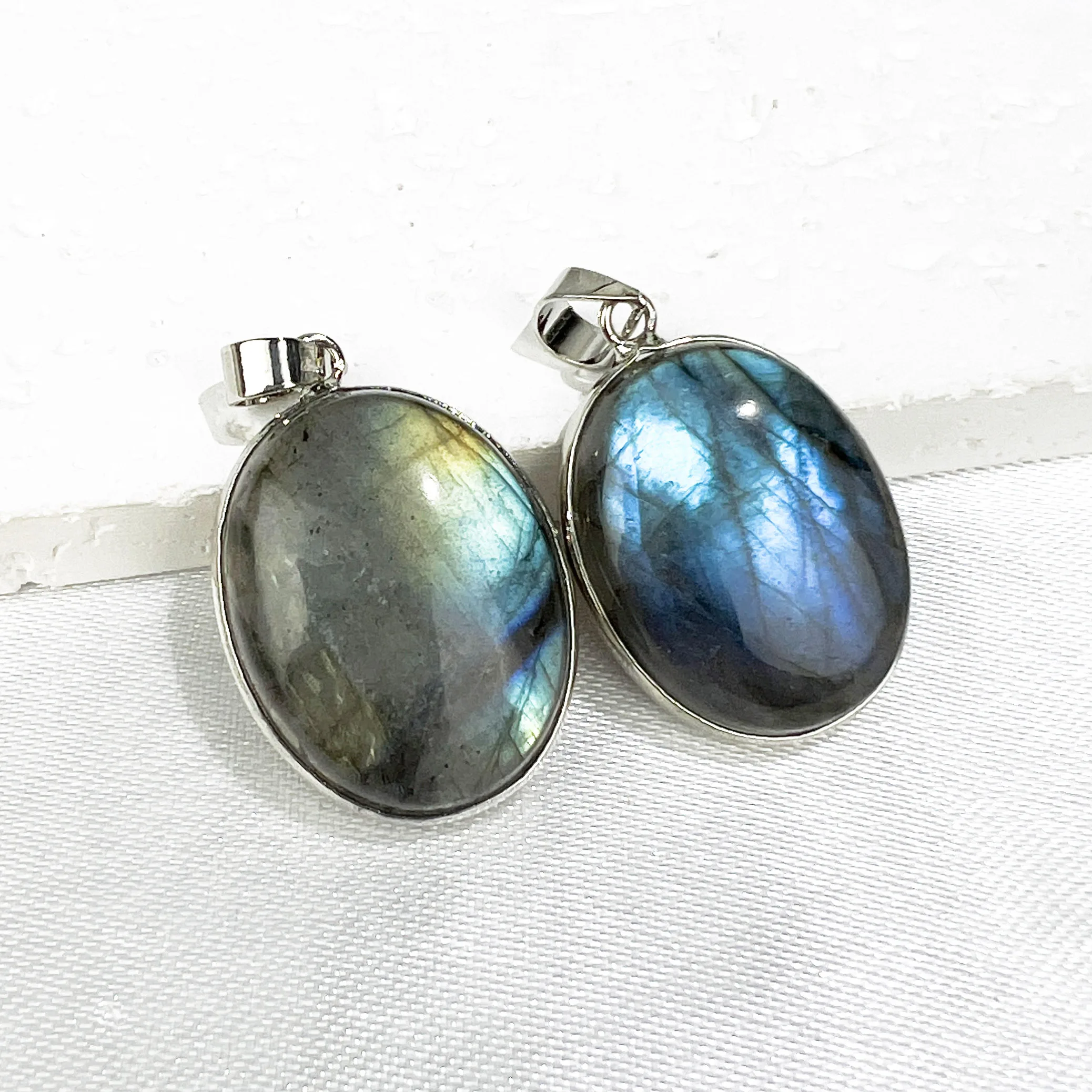 Top Quality Labradorite Pendant, Copper Plated White Gold Blue Fire Labradorite Charms, Teardrop Labradorite Jewelry 2