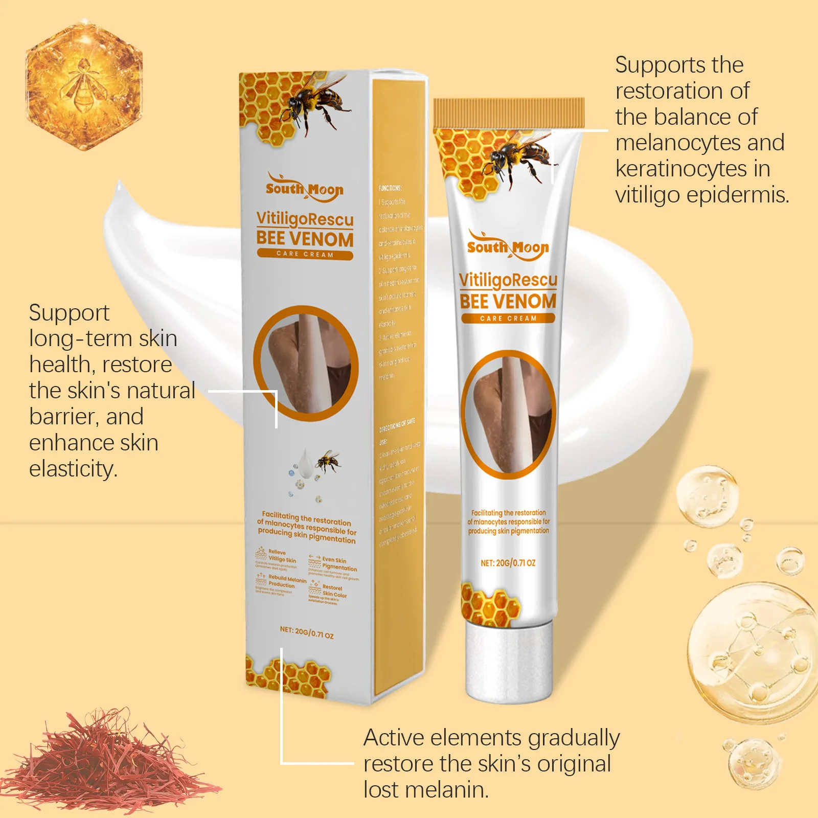 Vitiligo Relief Cream Leukoplakia Mycosis Soothing Ointment Remove White Spots Promote Melanin Production Moisturizing Skin Care