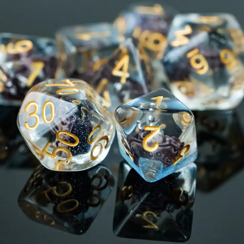 Cusdie Sailboat DND Dices 7Pcs Resin D&D Dice D4 D6 D8 D10 D% D12 D20 Polyhedral Dice Set for Role Playing Game Table Games