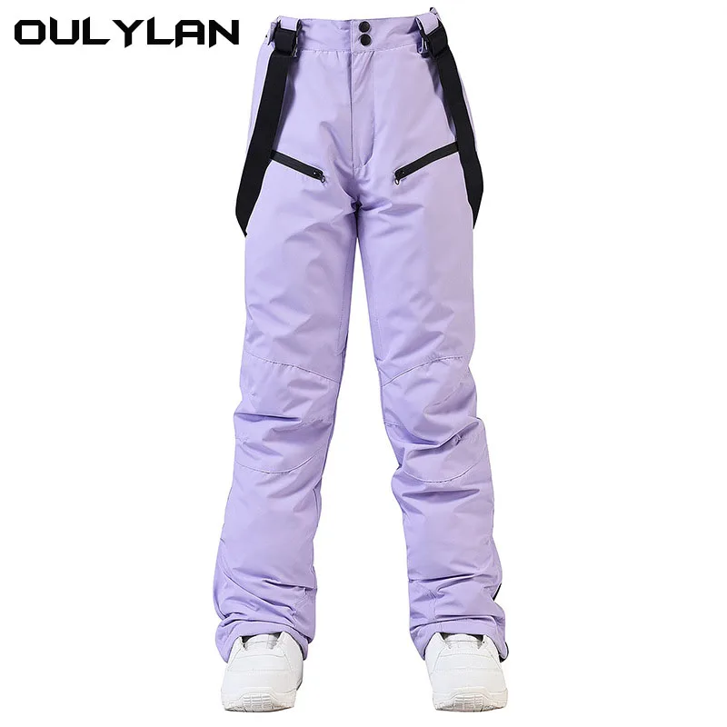 

OULYLAN New Ski Pants Men's and Women's Straps Winter Windproof Waterproof Thickened Warm Sking Trousers XXXL Plus Size