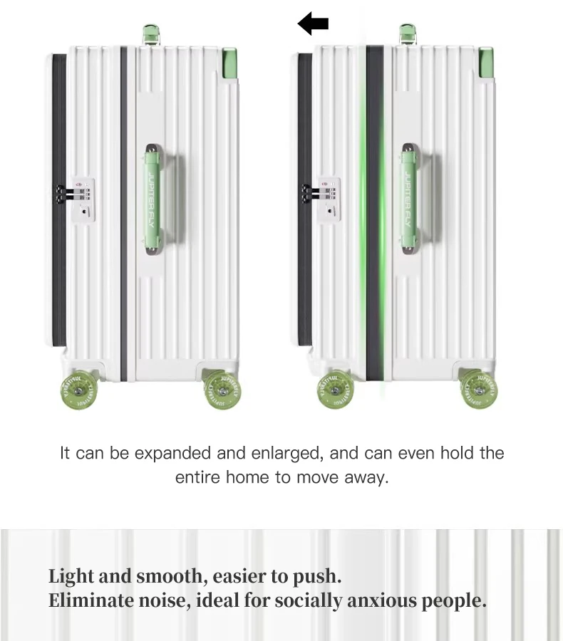 MUXING Breites Trolley-Gepäck mit Frontöffnung, multifunktional, für Damen, 20 Zoll, klein, leicht, Boardingbox, 24 Zoll Herrenkoffer – Detail 21
