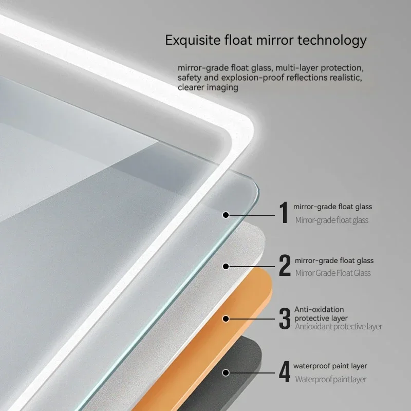 60x80 CM LED Light Oval Smart Bathroom Mirror Vanity Anti-Fog HD Home Decoration Hotel Makeup