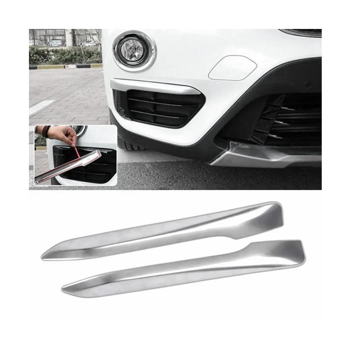 2X Argento Cromato Copertura Fendinebbia Trim Sopracciglio Per Bmw F48 X1 2016-2019