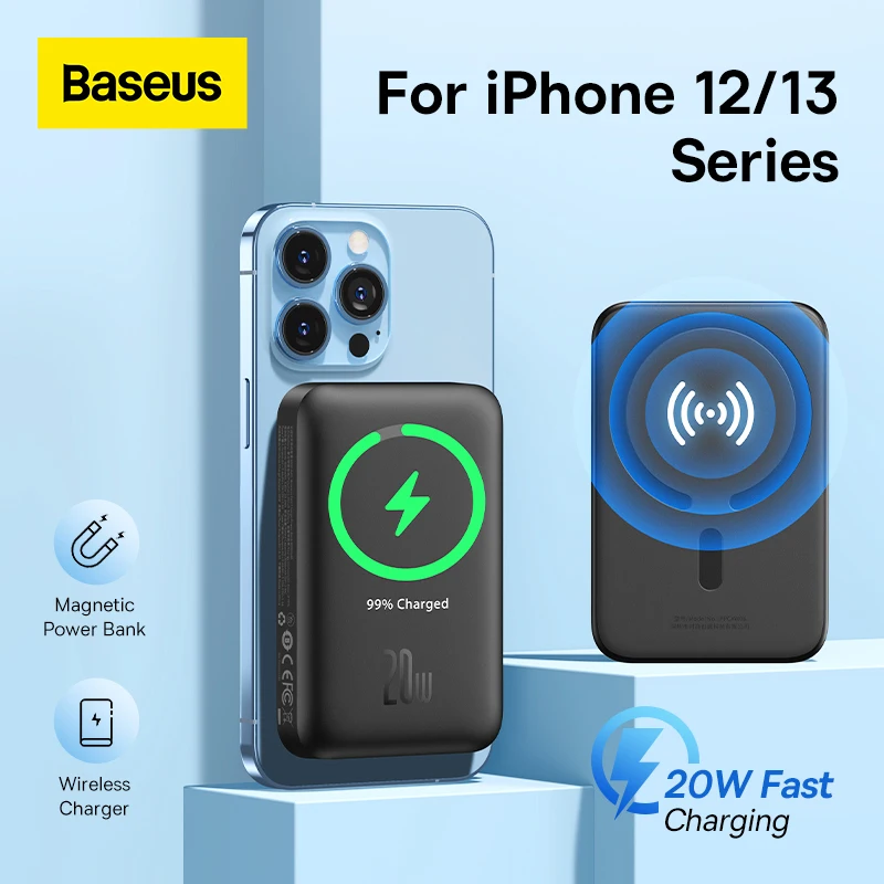 Baseus Magnetic Power Bank 6000mAh Magsafe Wireless Charger External  Battery PD 20W Fast Charging Powerbank For Apple13 12Series