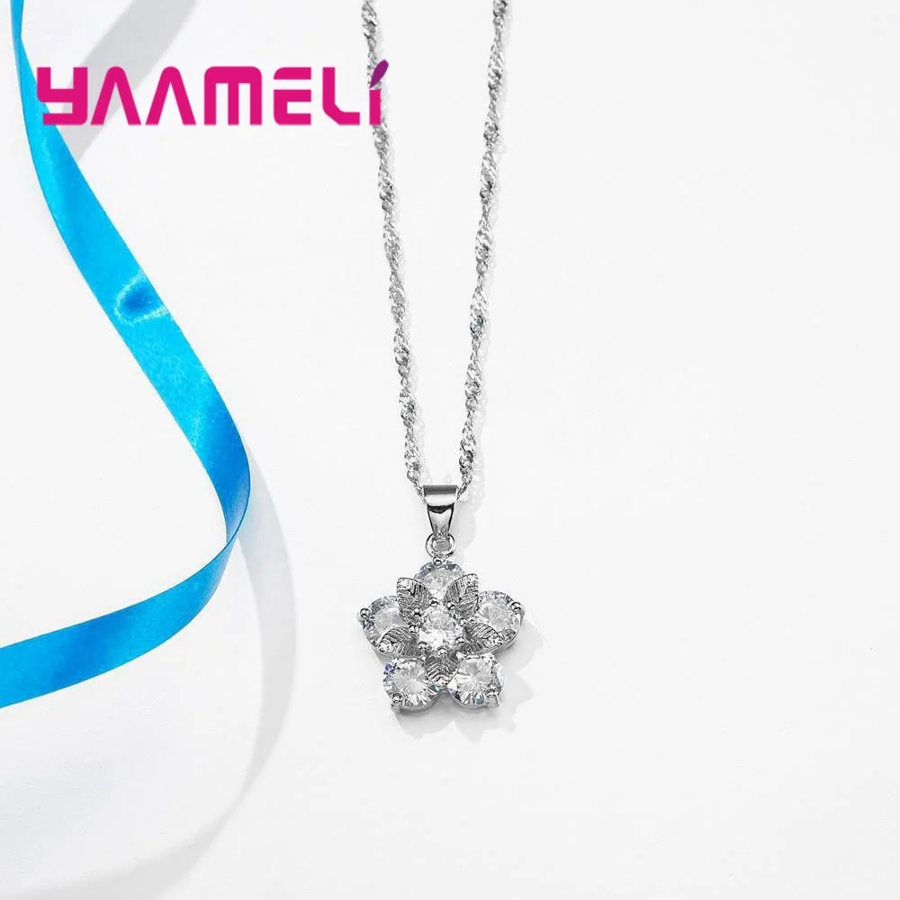 Silver 925  Statement Necklace Earring Jewelry Set For Anniversary Accessory Women Cubic Zircon Bridal Wedding - 5