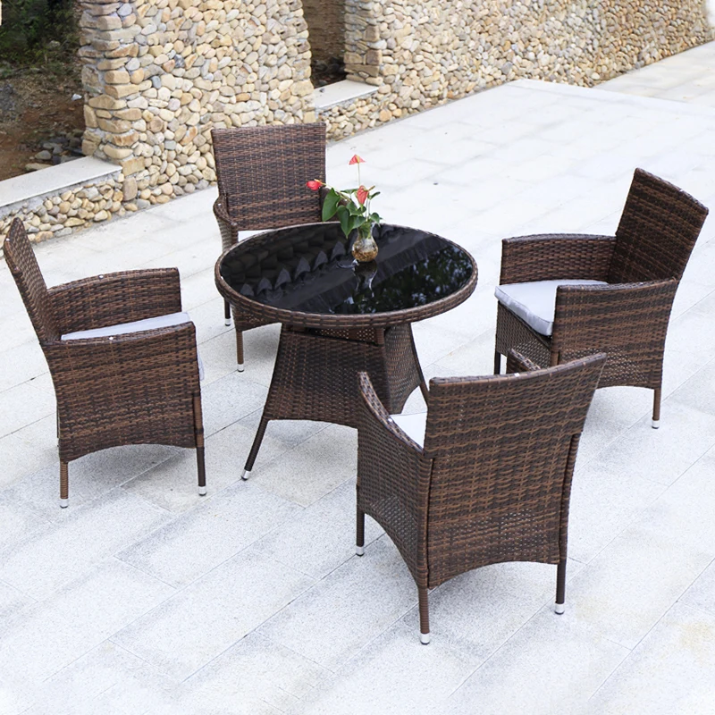 Accent Lawn Rattan Garden Chair Patio Outdoor Balcony Patio Coffee Table Glass Modern Tuinmeubelen Garden Furniture Sets WK50HY