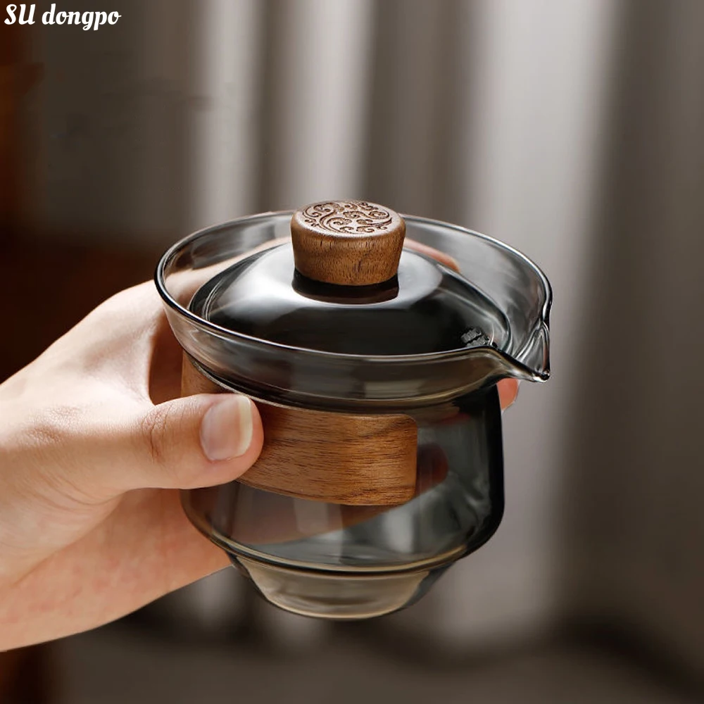 Japanese Glass Gaiwan Tea Tureen Single Heat-resistant and Scald Proof Sancai Cup Tea Set Kung Fu Cup and Bowl tea set