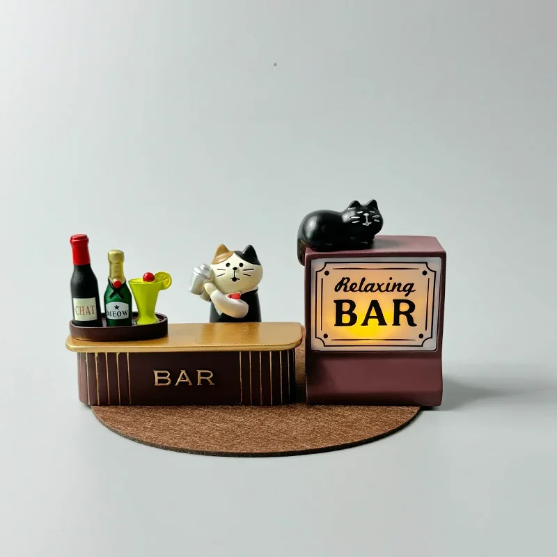 Modern Bar Miniature Miniature Cute Cat Creative Desktop Wine Cabinet Figurine & Miniature Aesthetic Room Home Decor Statua FYFM