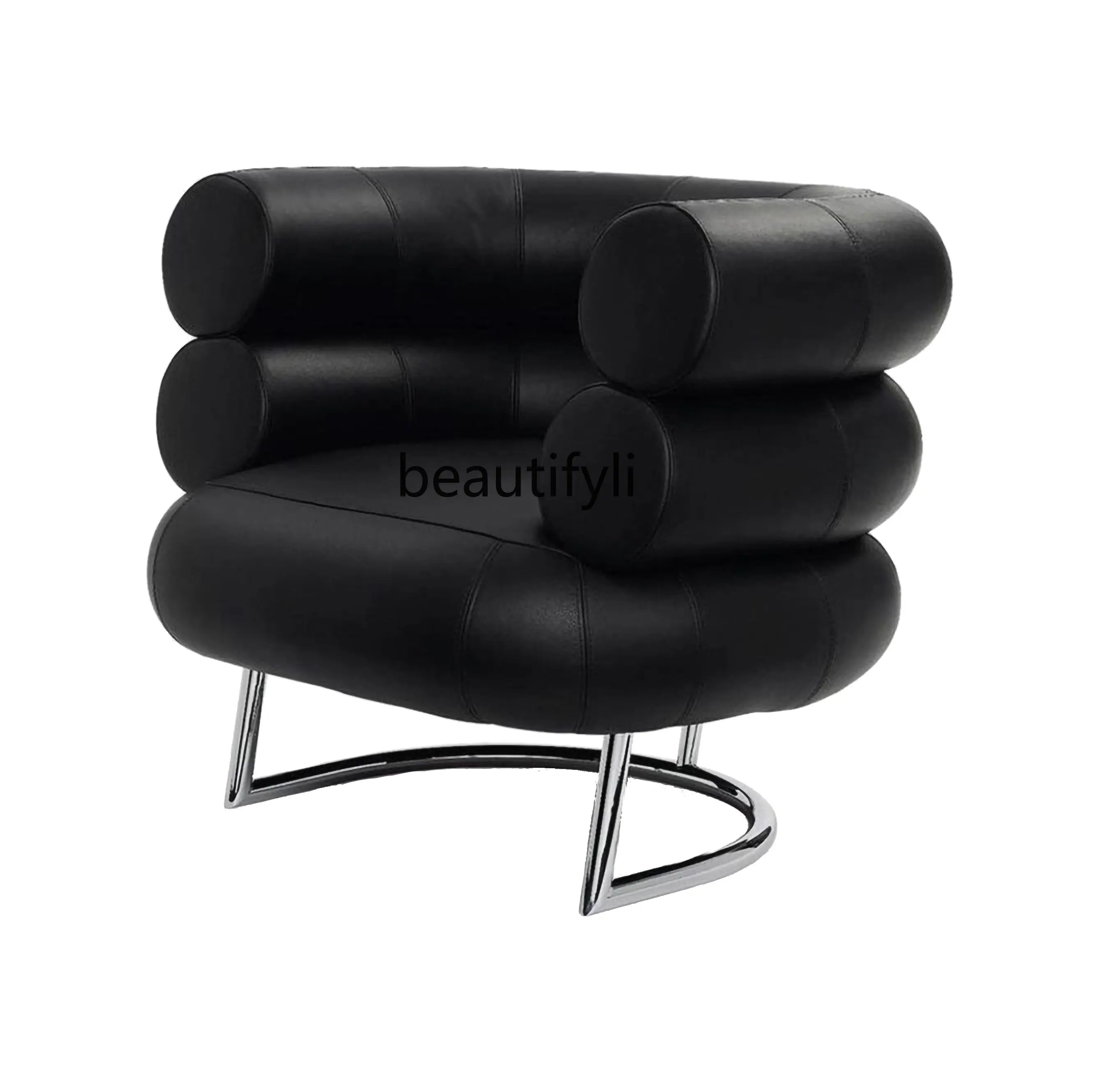 

Дизайнерский диван из нержавеющей стали, кожаный подлокотник, современное минималистичное кресло средней длины в старинном стиле