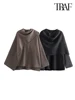 TRAF Women's Fashion Fall Winter Chic Scarf Jacket Long Sleeve Knitted Asymmetric Jacket Sexy Split Hem Loose Short Jacket 1