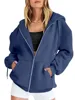 Fashion Gray Zip Up Sweatshirt Women Autumn Winter Jacket Clothes Hoodies Daily Pockets Long Sleeve Solid Versatile Lady Hoodies 1