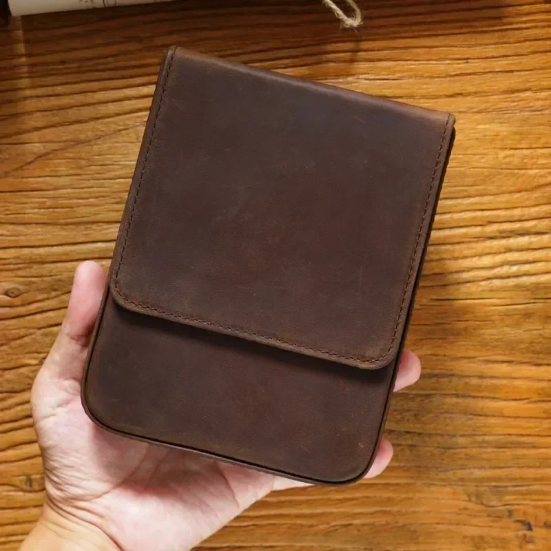 Leather Pen Box Handmade Magnetic Drawer Style Pen Storage Bag Pencil Cases Pencil Holder