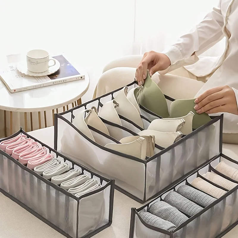 3 PCS- Compartmentalized Clothes Organizer Household CompartmentalizedUnderwearOrganizer 7/9/11 Compartment Jeans Bra Organizer 2