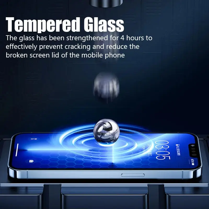 500D Full Cover Tempered Glass Screen Protector For iPhone 13 12 11 14 15 Pro Max 14 15 PLUS Glass Film 4PCS tempered glass screen protector
