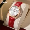 POSHI 972 Fashion Quartz Watch Casual Ladies Dress Wristwatch Leather Strap With Date Life Waterproof Original Watches Girls 3