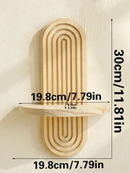 Boho Chic Geometric Wall Shelves - Natural Wood Finish, Modern Home Decor Accent (TK876-MS9776)