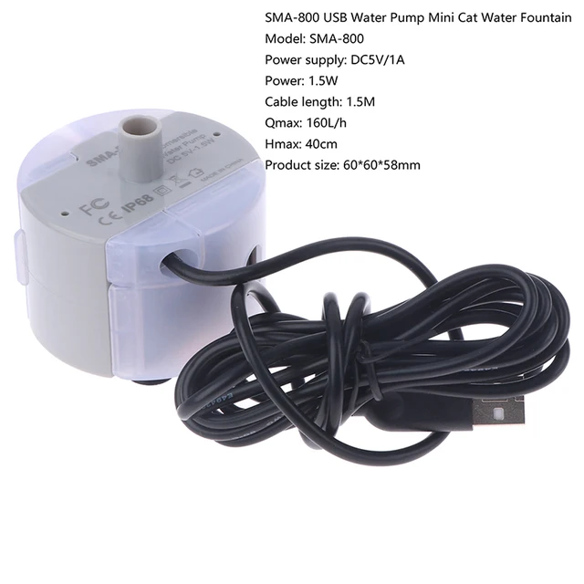 SMA-800 USB Wasserpumpe DIY Katzen Haustier Trinkbrunnen geräuscharm  bürstenlosen Motor Tauch pumpe DC 5V/1a 40cm 160l - AliExpress