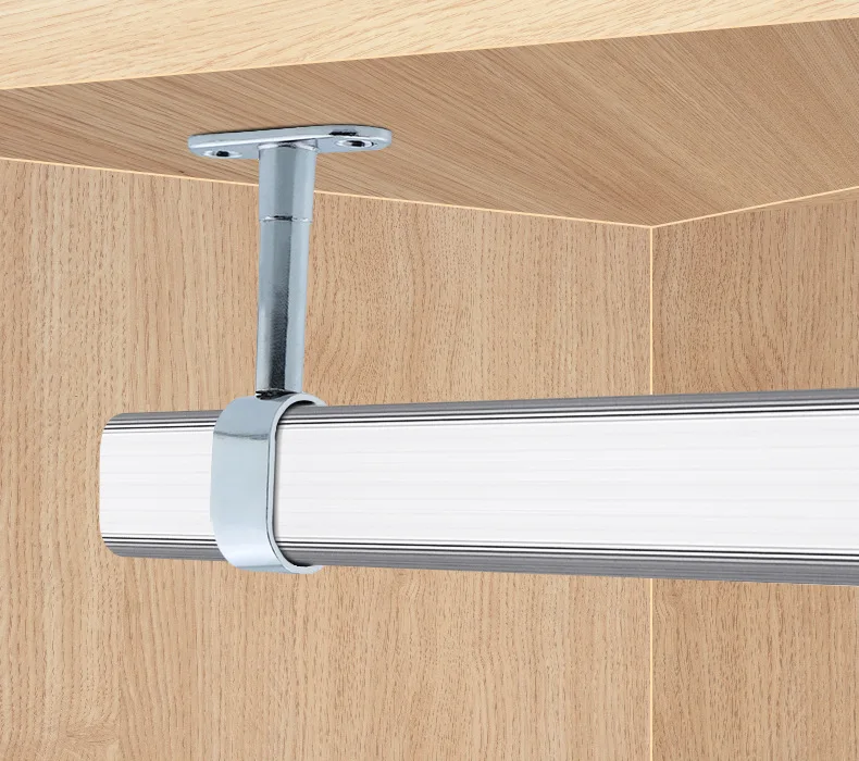 Description Picture 3 of itemZinc-alloy round head wardrobe cabinet clothes through seat steel pipe fittings hanging rod curtain tube seat solid towel seat