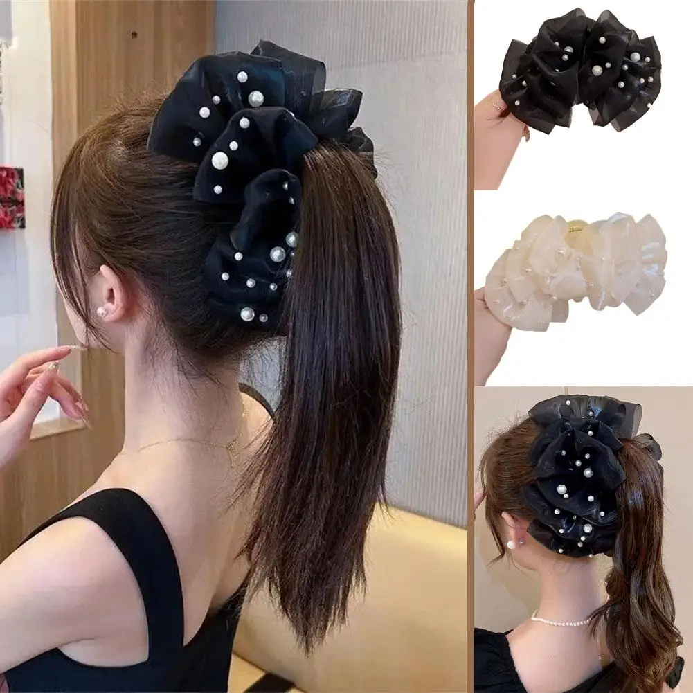 Bow Mesh Hairpin Summer Sweet Elegant Women Hair Claw Accessories Headdress Princess Female Hair Fashion Grab Clip Clips A6B7