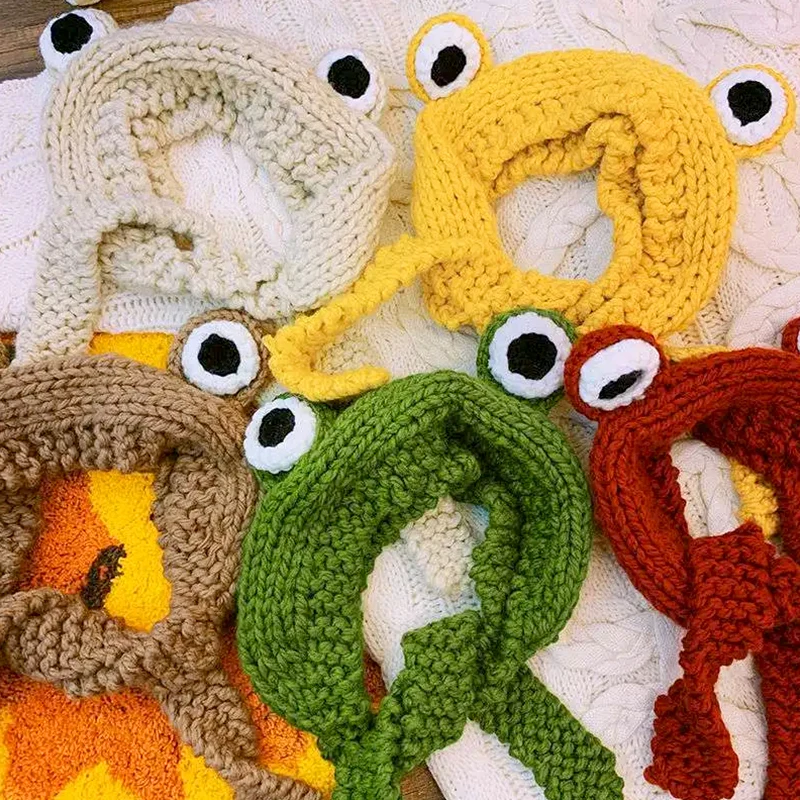 Winter Korean Style Hat Frog Crochet Knitted Hat Knitted Beanies Hats For Women Gift Baby Anime Photography Prop Party