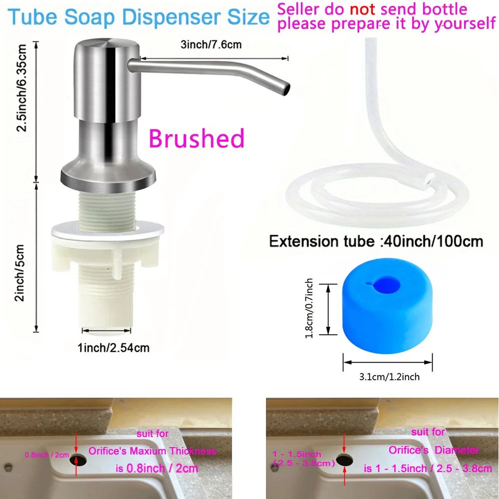 Kitchen Sink Liquid Soap Dispenser Soft Tube Stainless Steel Pump Household Manual Tools