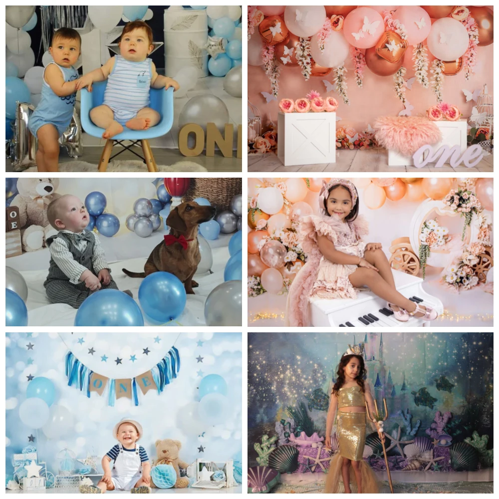 Photo Backdrop Baby First Birthday for Photography Balloon Cake Smash Party Decor Baby Shower Photographic Background Photo Studio
