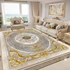 European Style Golden Carpet Living Room Luxury Decoration Flannel Large Rugs Sofa Area Coffee Tables Non-slip Soft Mat Bedroom 2