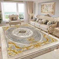 European Style Golden Carpet Living Room Luxury Decoration Flannel Large Rugs Sofa Area Coffee Tables Non-slip Soft Mat Bedroom 2