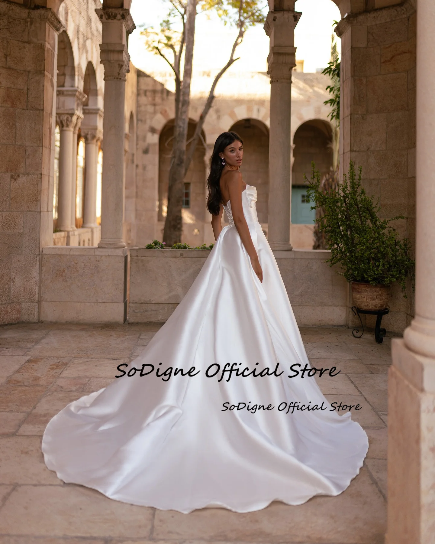 SoDigne A-line Simple Satin Wedding Dresses Sweetheart Sleeveless Bridal Dress Split Wedding Gown Robe De Mairee Customized 15 S65cf6ca7ec2f4bf2b6668989dc77ef66y