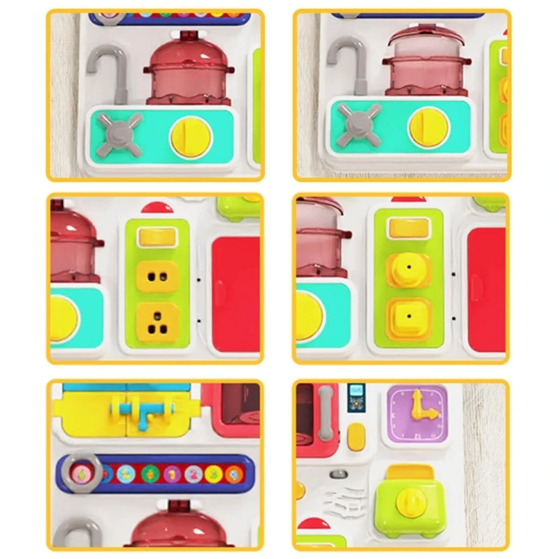 Montessori Kitchen Busy Board for Toddlers 1-3 Travel Toys Light