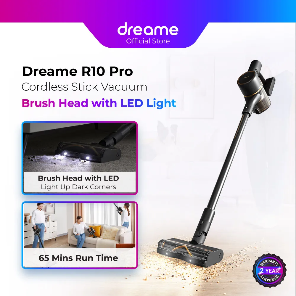 

New Global Dreame R10 Pro Cordless Vacuum Cleaner | 65 Mins RunTime | 22KPa Suction Power | LED Main Brush | Anti Tangle