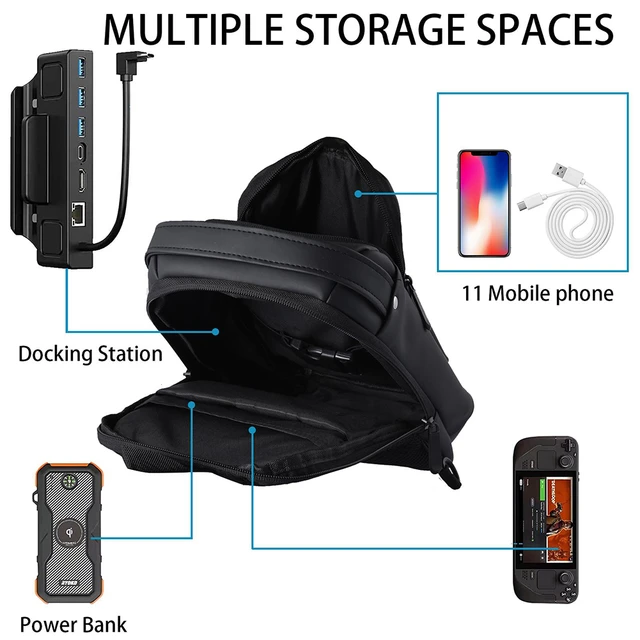 LUETTI Carrying Case 9.4*7.4*3.9in, Power Bank Pouch Bag USB Cable Bag for  Cable, Cord, Charger, Phone, Earphone Black