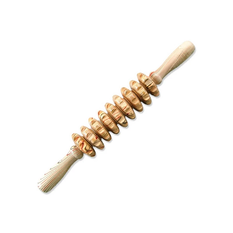 

9-Wheel Wooden Abdomen Massage Roller Massage Roller Muscle Relax Body Anti Cellulite Acupuncture Massager