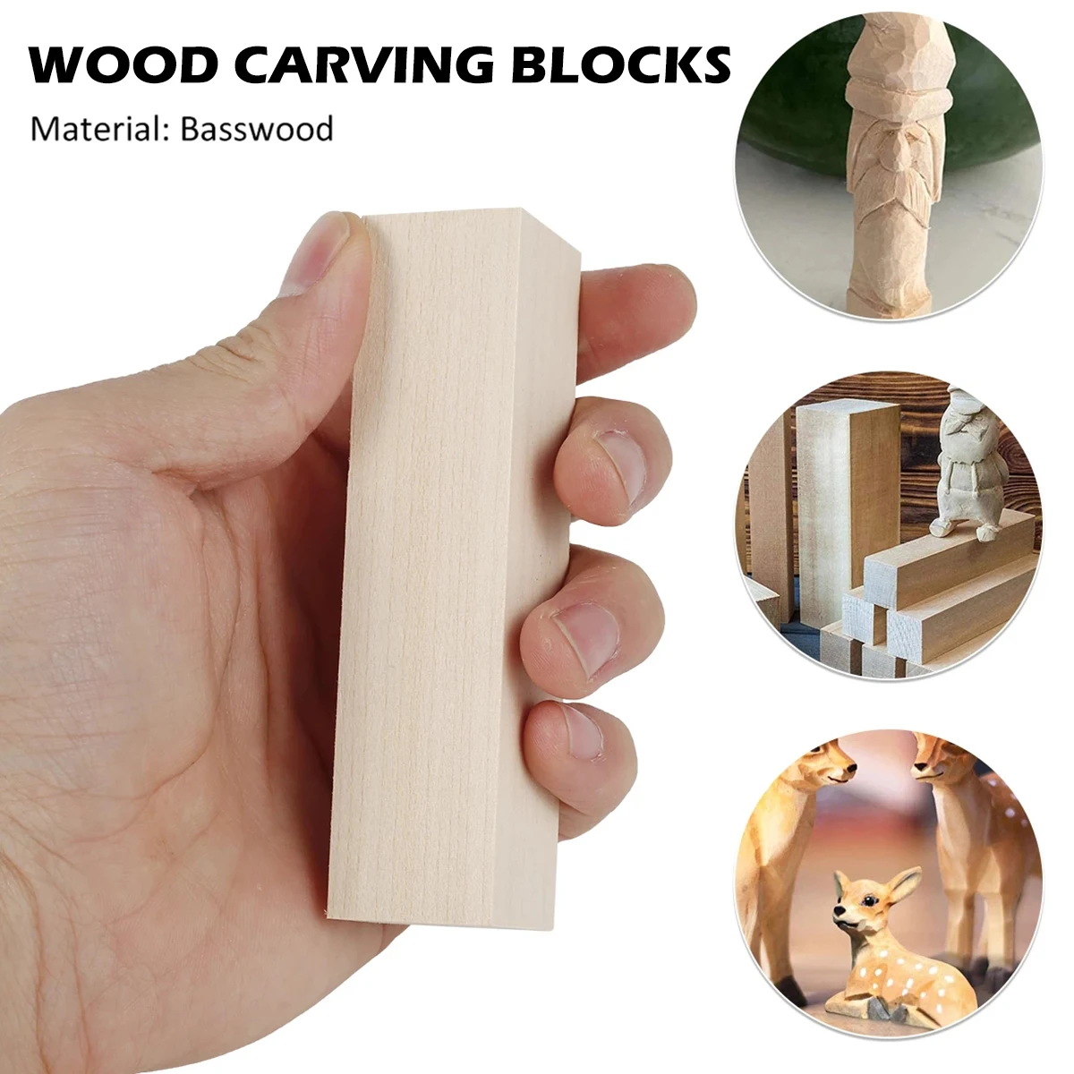 10/12Pcs Wood Carving Block Premium Basswood Wood Natural Soft Wood Carving Block Unfinished Wood Block Carving Art Supplies