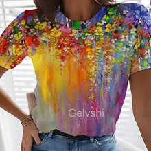 

Flowers Graphics 3d Printed T-shirt Women Artistic Aesthetics T Shirt Short-sleeve Streetshirts Harajuku O-Neck y2k Lady Clothes