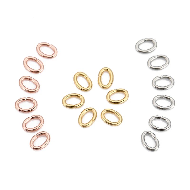 100pcs 4 5 6mm 스테인레스 스틸 강력한 타원형 점프 링 & 분할 링 커넥터 DIY 쥬얼리 만들기 팔찌 목걸이 찾기