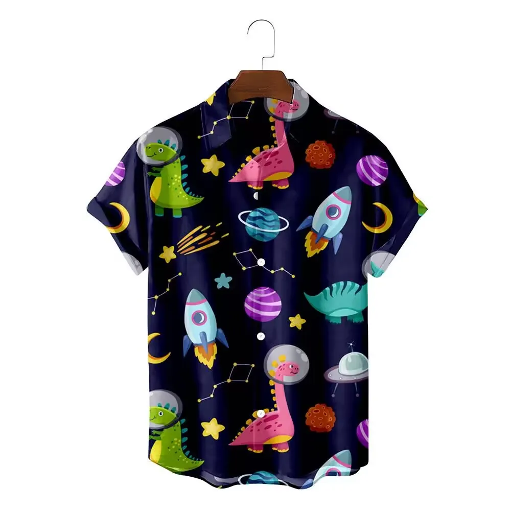 

Рубашка мужская летняя с коротким рукавом, Освежающая свободная приталенная, с 3D рисунком, яркая, с коротким рукавом, 003