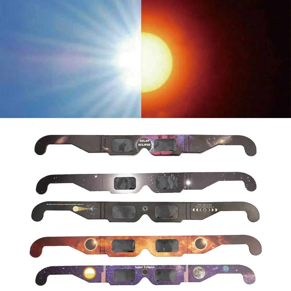 10/20pcs Paper Solar Eclipse Glasses Total Observation Solar Glasses 3D Outdoor Eclipse Anti-UV Viewing Glasses Random Color