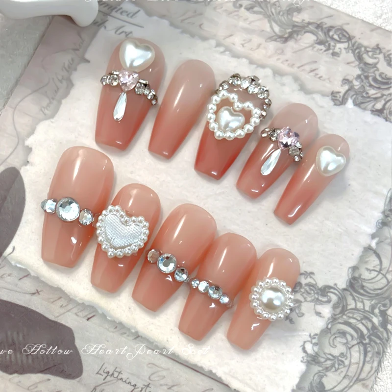 100 stücke Neue Liebe Nail art Charms Gemischte Weiße Perle Herzförmige Halbe Runde Perlen Design Für Nägel Dekoration DIY maniküre Werkzeuge – Detail 6