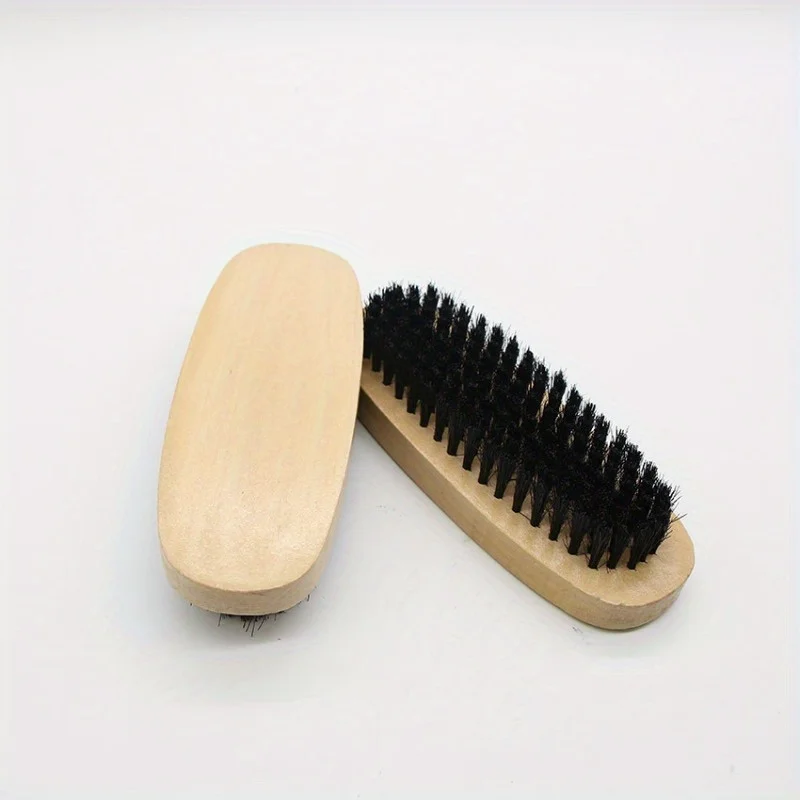 1pc Oval Black Pig Hair Brush, Polishing Brush, Professional Leather Shoe Cleaning and Care Brush