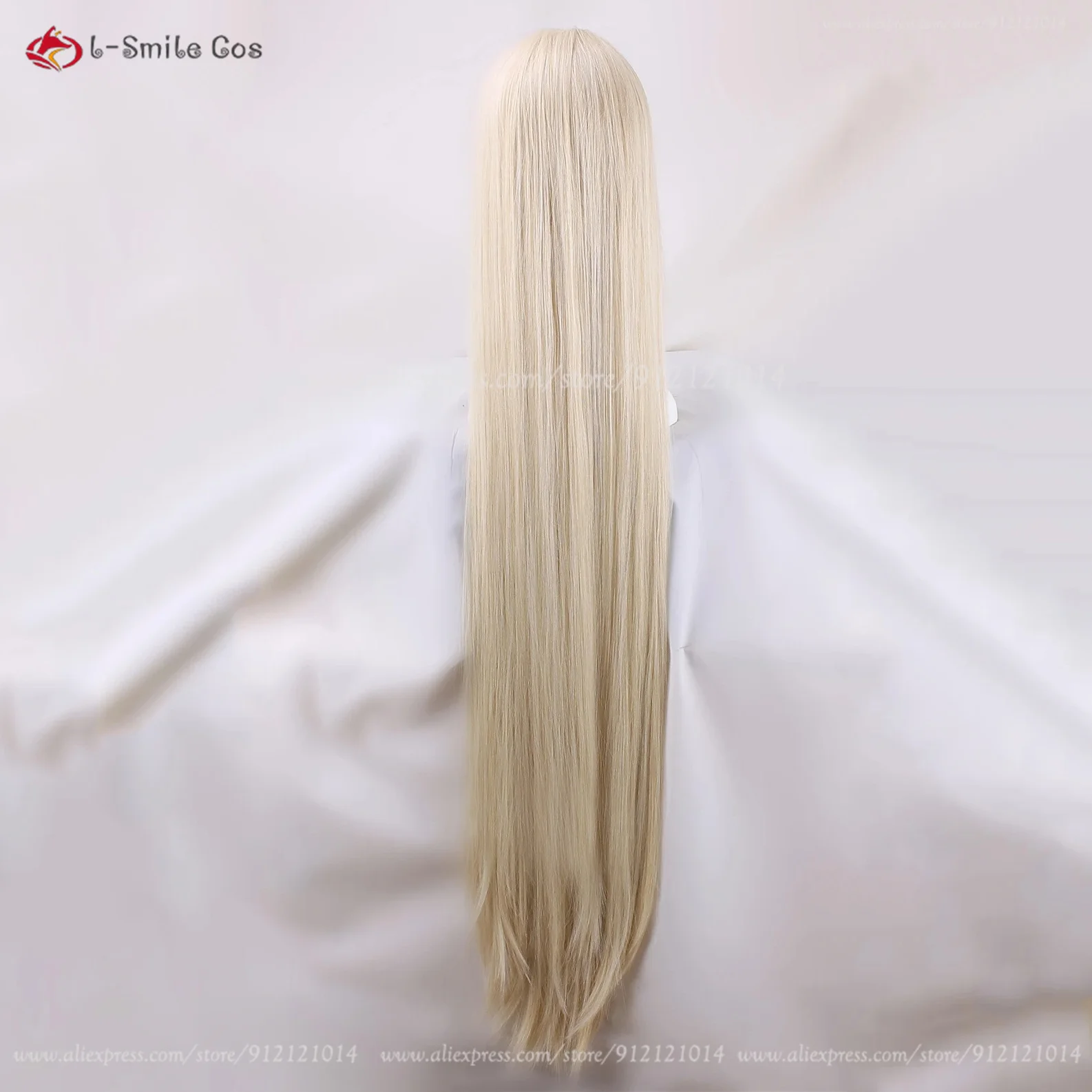 120cm Damen Princess Wig Lang Blond Gerade Seiten-Scheitel + Wig Cap 4